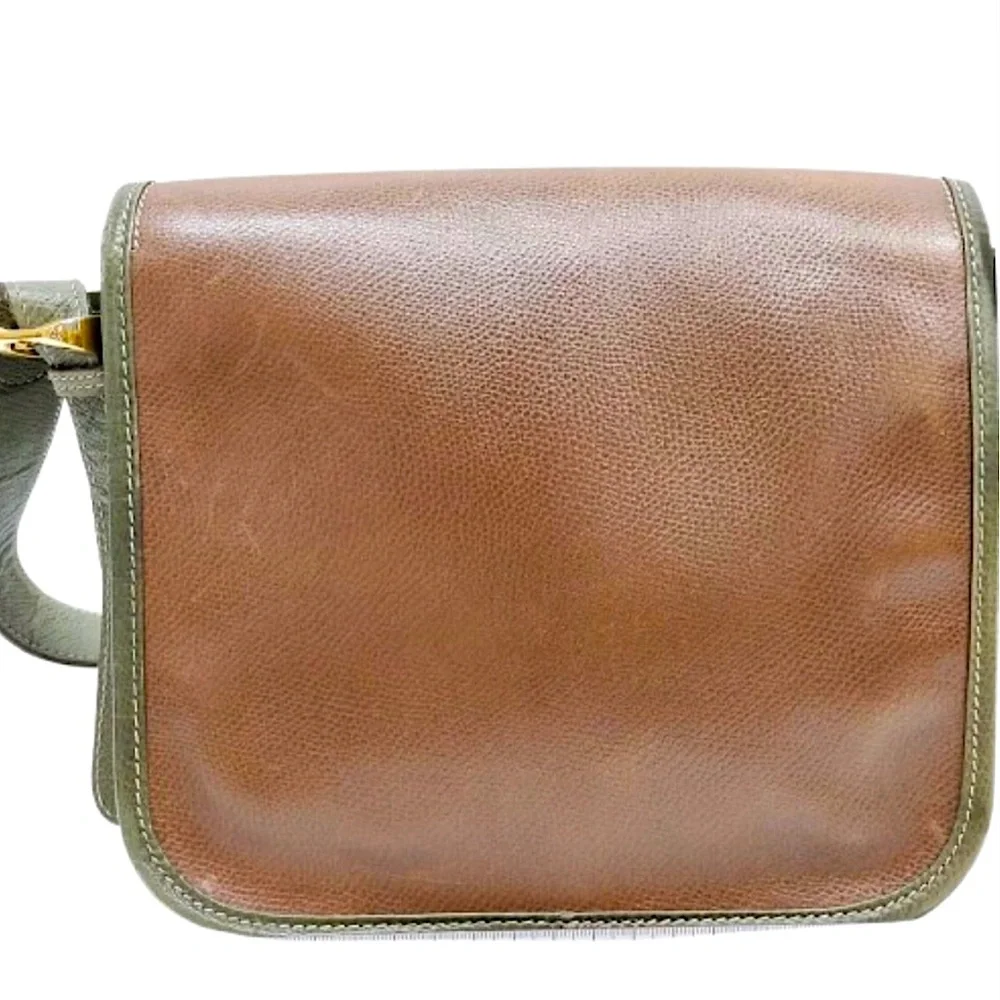 LOEWE Brown Green Leather Single Flap Shoulder Bag UNISEX